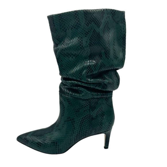 Paris Texas Slouch Snake Effect Python Embossed Heeled Boots - Picture 4 of 14